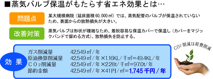 蒸気バルブ保温による省エネの効果